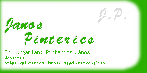 janos pinterics business card